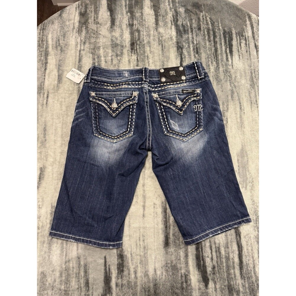 Y2k Miss Me Womens Denim Bermuda Shorts Jeans Rhinestones WT Sz 28 JE5014M16
